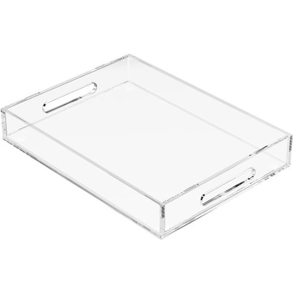 Acrylic Serving Tray with Handles -16x12x2.36Inch, Clear - Picture 1 of 7